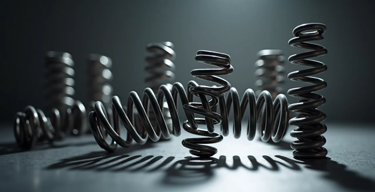 Antifragile Wirtschaftsstrukturen als vernetztes System von miteinander verbundenen Federn und Stoßdämpfern.