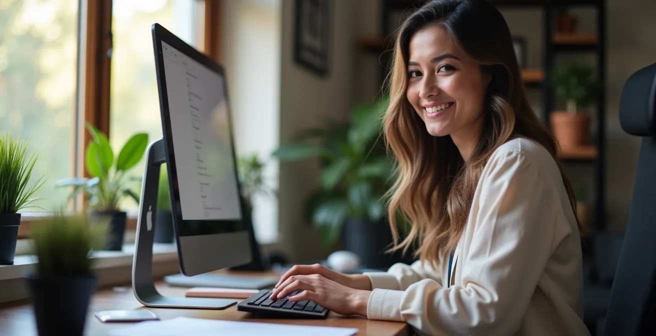 Aufgeräumter digitaler Arbeitsplatz mit minimalistischem Tool-Setup