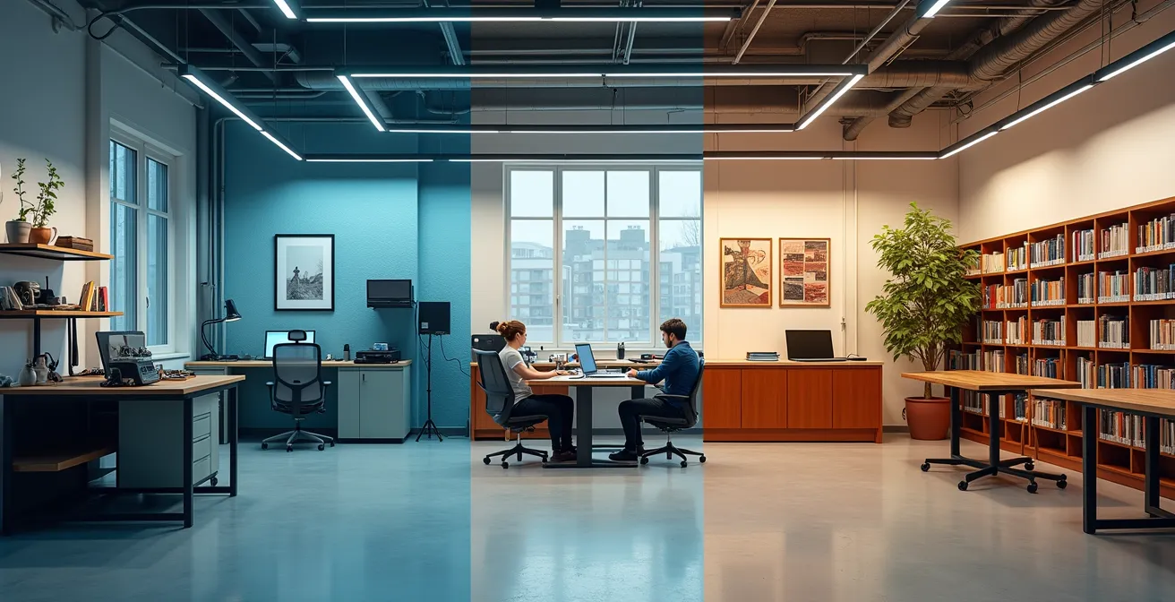 Drei parallele Karrierepfade als moderne Infografik-Szene dargestellt