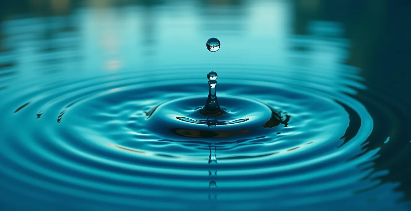 Makroaufnahme von Wasserwellen mit konzentrischen Kreisen, die sich ausbreiten