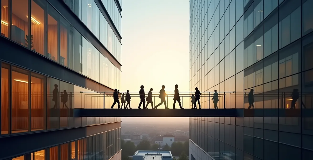 Symbolische Brücke zwischen altem und neuem Geschäftsmodell mit starkem Kundenfokus