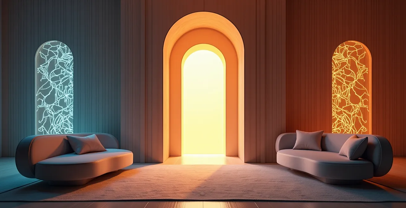 Abstrakte Darstellung drei verschiedener Smart Home Ansätze durch symbolische Objekte