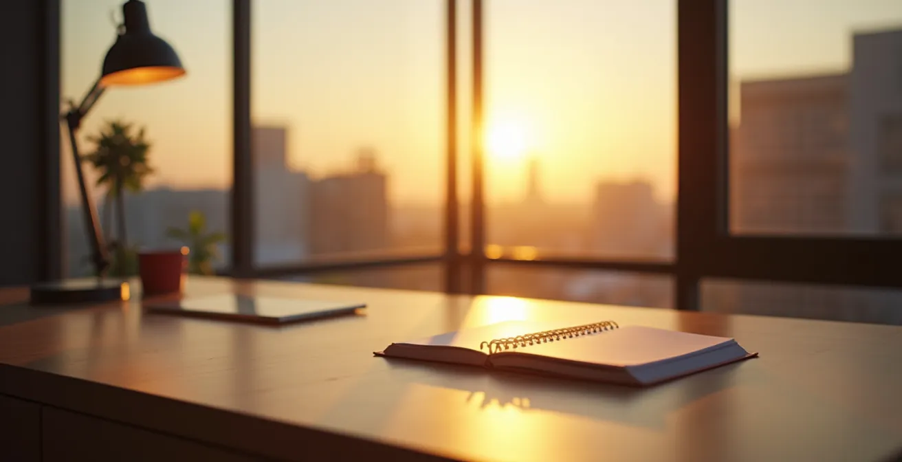 Minimalistisches Zeitdiagramm, das den Tagesablauf mit fließenden Klangwellen über 24 Stunden visualisiert und den ultradianen Rhythmus darstellt.