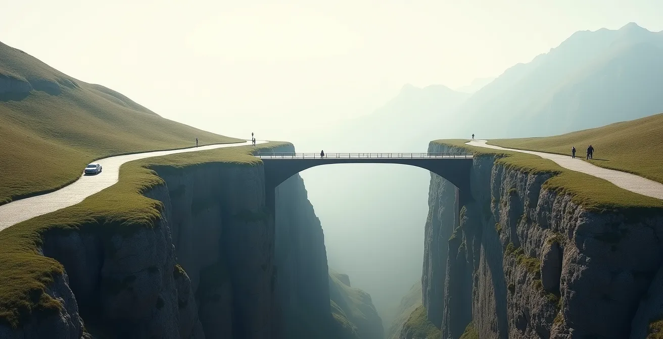 Visueller Kontrast zwischen gradueller Verbesserung und radikalem Wandel in der Innovation