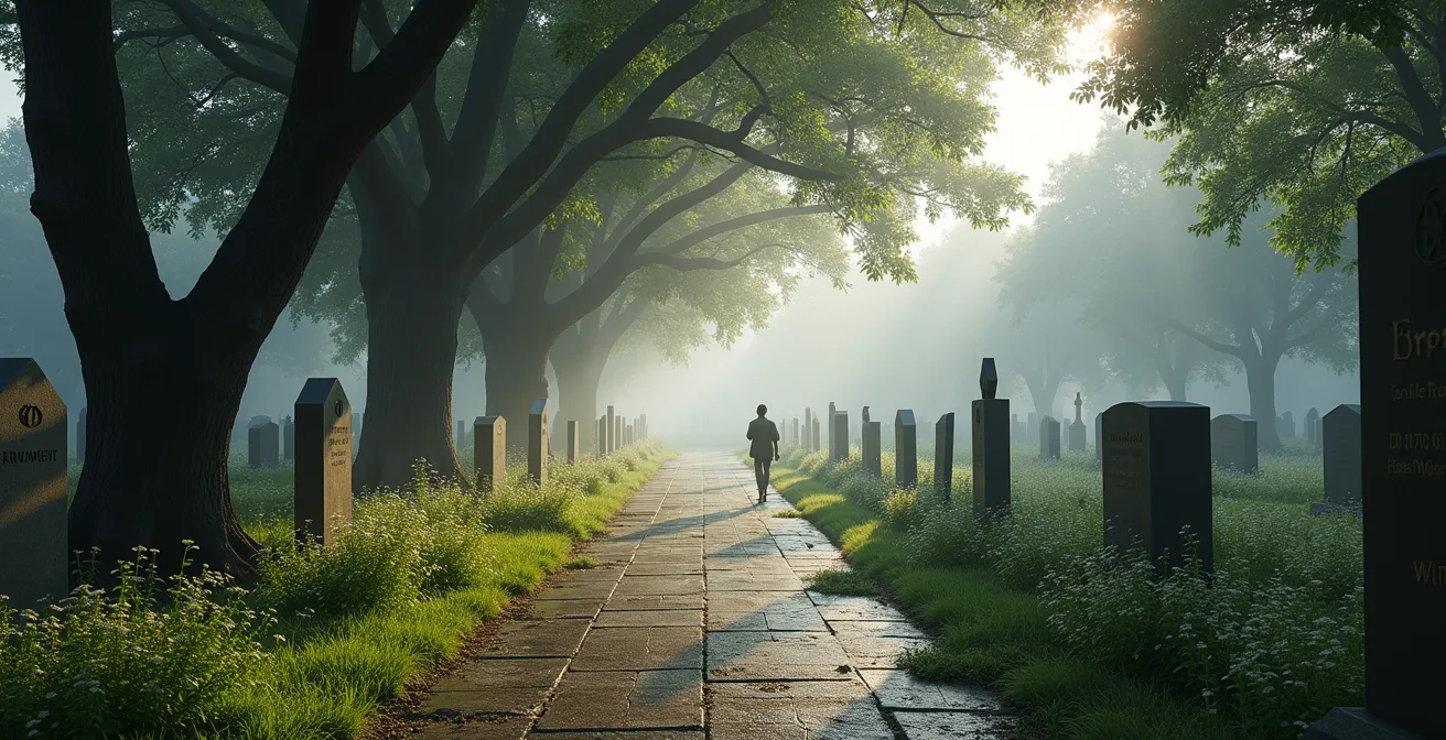Friedhof mit alten Bäumen als urbaner Naturort für mentale Erholung